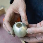 Caroline McNiell Moss at work in the YAS silversmiths starter studio at Persistence Works in Sheffield 2017